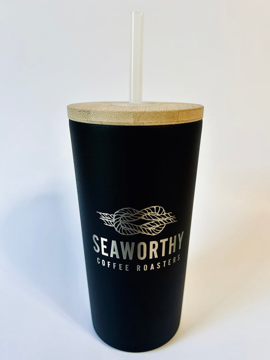 Seaworthy Coffee Roasters Iced Coffee Tumbler with etched logo